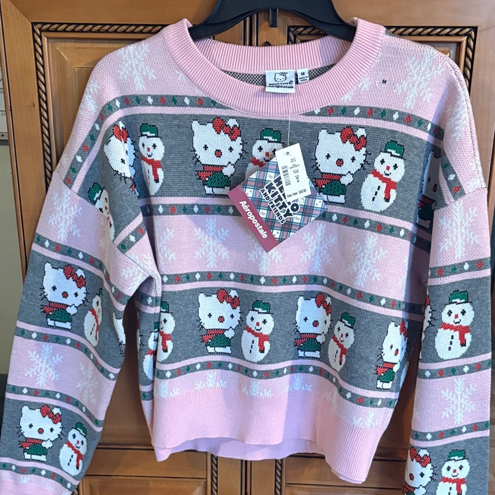 Hello Kitty Pink and Gray Festive Sweater